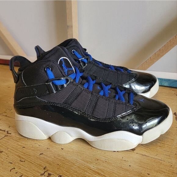 Space Jam 6 Ring Jordan’s Space Jam 2018 • Black Patent Royal White • Kids 2 - Picture 11 of 14
